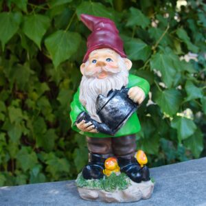 9.5 inch Green Garden Gnome with Water Can Y