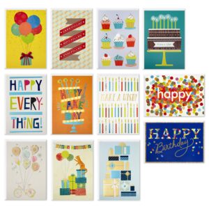 hallmark handmade birthday cards assortment, happy cake day (12 cards with envelopes)