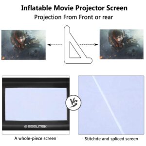 Seeutek 14 Feet Inflatable Outdoor Movie Projector Screen Outside Blow Up Mega Movies TV Projectors Theater Screens for Backyard with Built in Fan and Storage Bag, Supports Front and Rear Projection