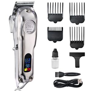 hair clippers for men professional rechargeable cordless hair trimmer cutting kit with titanium ceramic blade 4 grooming combs 2500mah lithium ion led display haircut kit