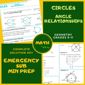 geometry angle relationships in circles handout lesson worksheet emergency distance learning