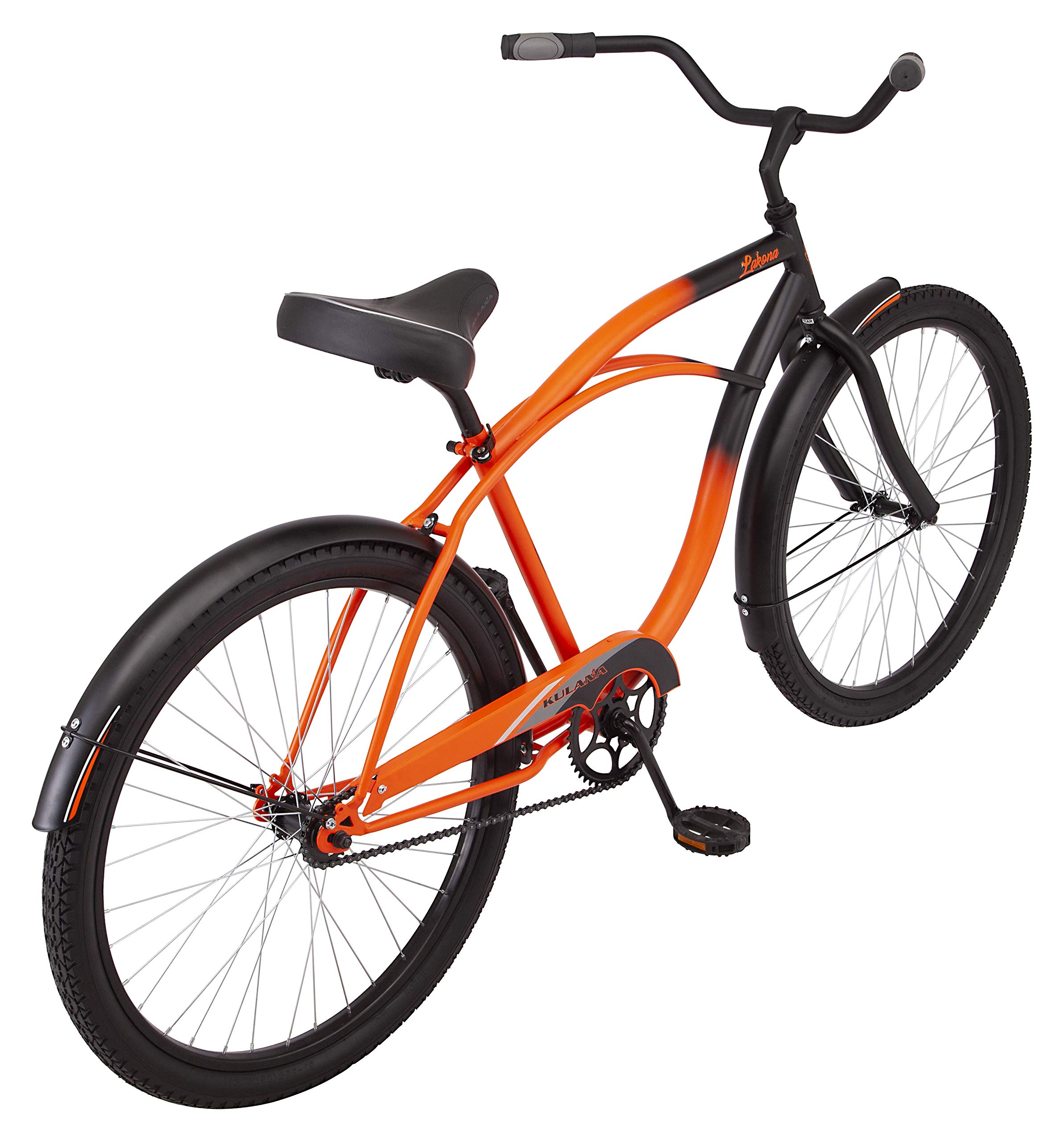 Kulana Lakona Shore Adult Beach Cruiser Bike, 26-Inch Wheels, Single Speed, Orange/Black