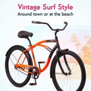 Kulana Lakona Shore Adult Beach Cruiser Bike, 26-Inch Wheels, Single Speed, Orange/Black