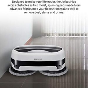 SAMSUNG Jetbot Mop, Cordless Robot Floor Cleaner, Wet Cleaning w/ Dual Spinning Pads, Smart Sensor to Clean Tile, Vinyl, Laminate, Hardwood Floors, Long Battery Life, VR20T6001MW, White