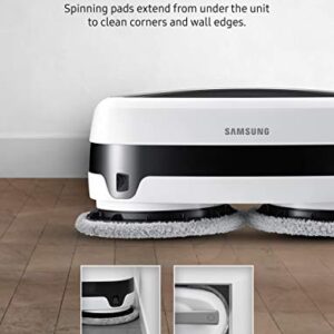 SAMSUNG Jetbot Mop, Cordless Robot Floor Cleaner, Wet Cleaning w/ Dual Spinning Pads, Smart Sensor to Clean Tile, Vinyl, Laminate, Hardwood Floors, Long Battery Life, VR20T6001MW, White