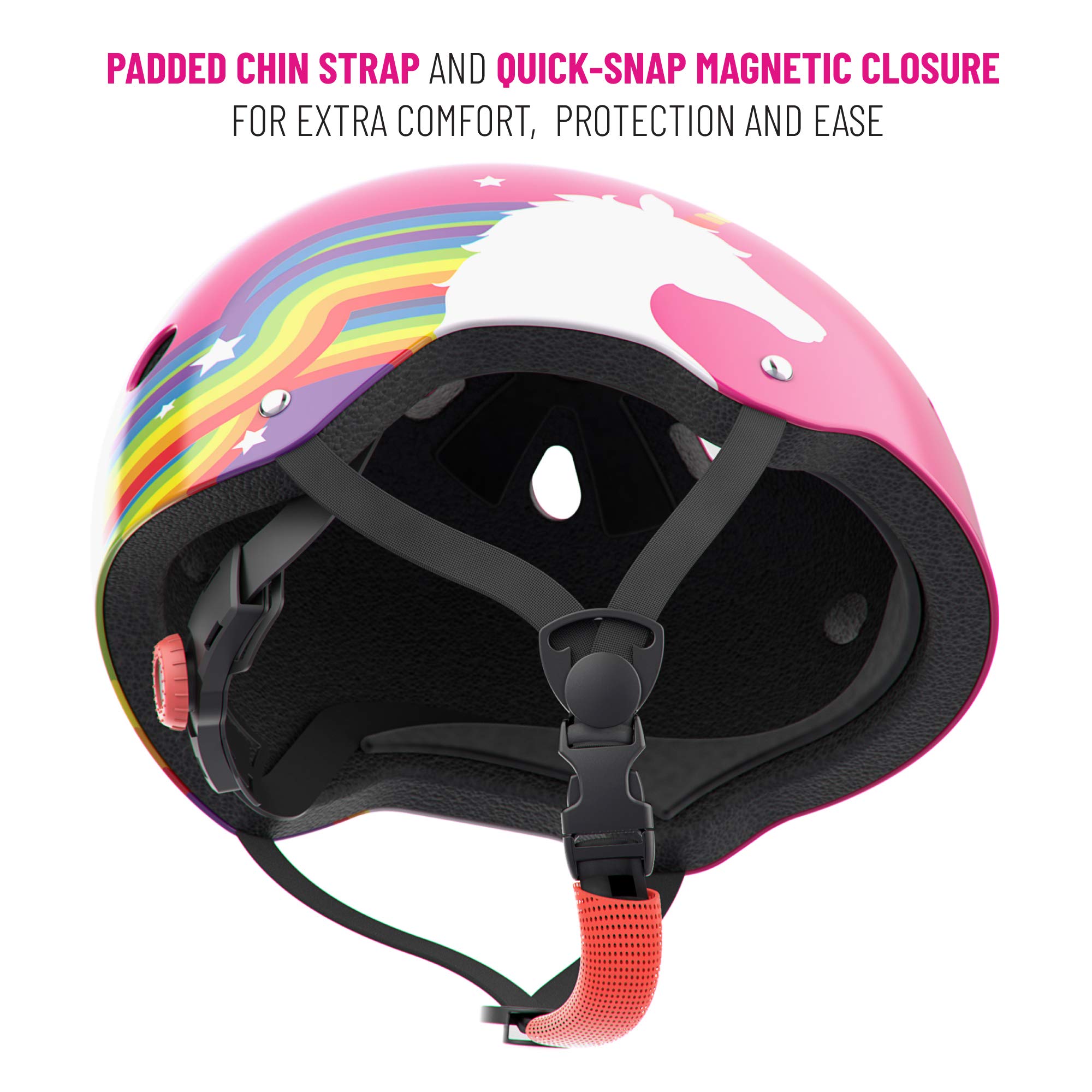 Noggn Bike Helmet for Kids, Girls and Boys | Rainbow Unicorn | Small for Child 5-14 | Bicycle, Scooter, Skateboard Helmet (Pink, Small)