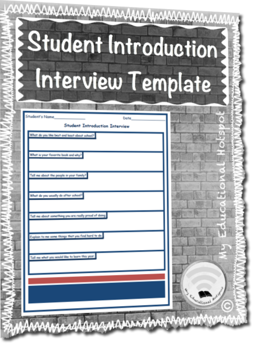 Get To Know You Student Introduction Interview Questions Template