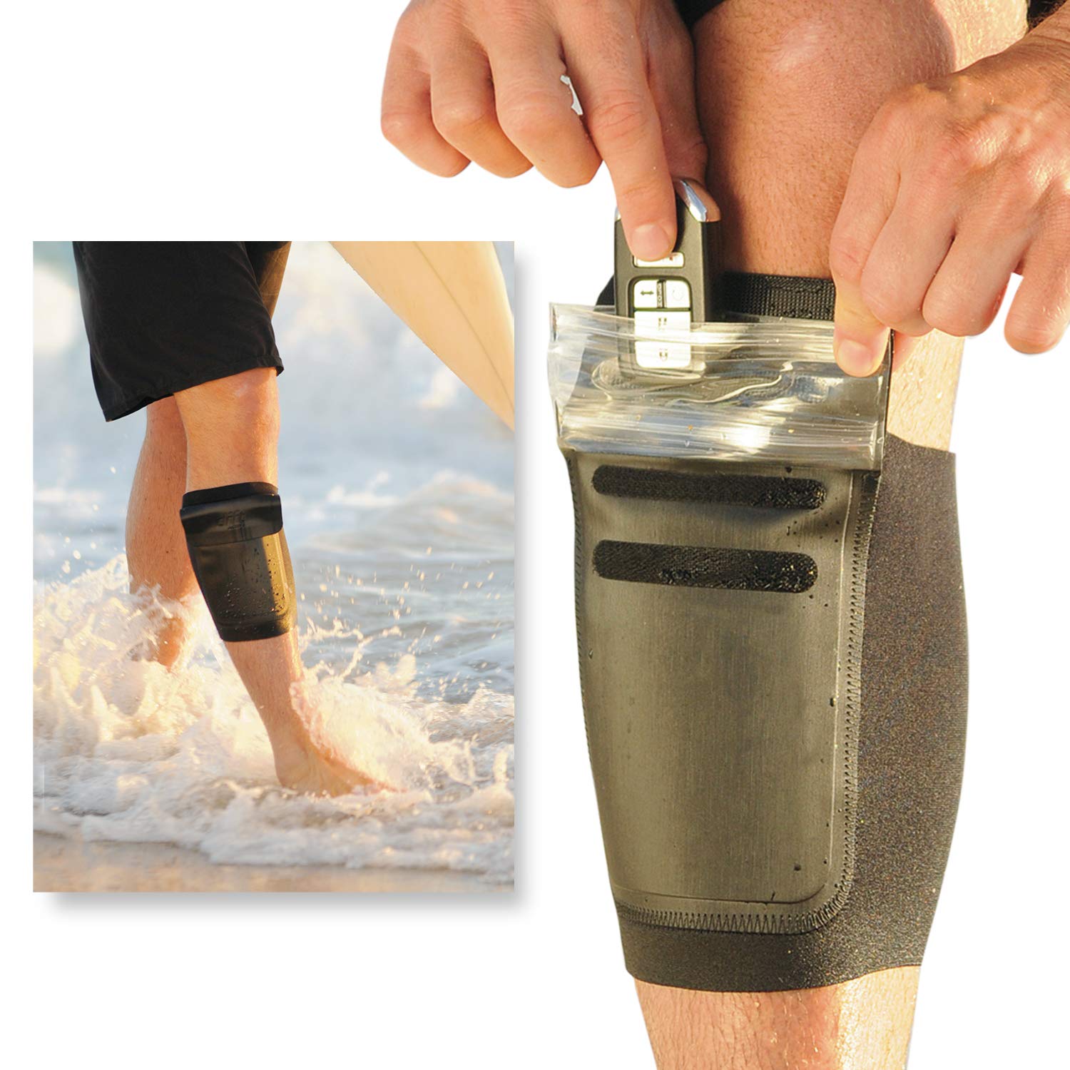 DRFT Waterproof Leg Ankle Pouch for Swimming, Surfing, Kayaking, Fishing, Boating, Running, Biking (Black, Small/Medium)