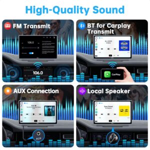 PLZ 6.8" Wireless Apple Carplay Stereo Screen, Portable Plug in Car Play Android Auto Touchscreen, Car Audio Receiver, 1080P Backup Camera, Bluetooth 5.3, FM Radio Transmitter, 2.5K Dash Camera