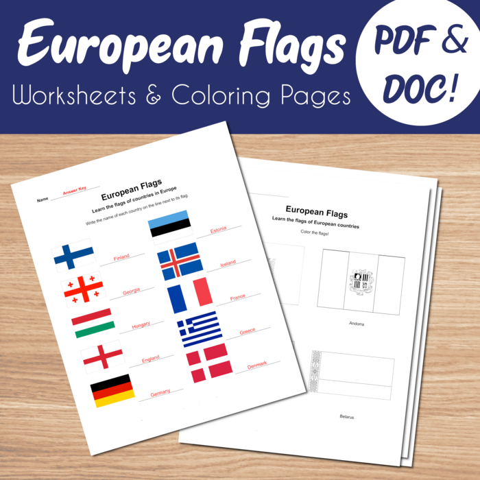 European Flag Worksheets