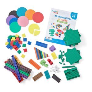 hand2mind - 93539 Take Home Math Manipulatives Kit for Kids, with Snap Cubes, Base Ten Blocks, Cuisenaire Rods, Angle Circles, and Color Tiles, Kindergarten Homeschool Supplies (293 Pieces)