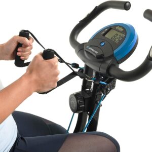 Exerpeutic Bluetooth Smart Foldable Bike with Resistance Bands and Free MyCloudFitness App, Black Folding Bike