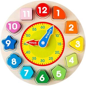 avenor clock learning for kids - teaching time montessori toys for toddlers learning clock early learning educational toy gift for 3 year old toddler baby kids