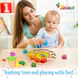 Avenor Clock Learning for Kids - Teaching Time Montessori Toys for Toddlers Learning Clock Early Learning Educational Toy Gift for 3 Year Old Toddler Baby Kids