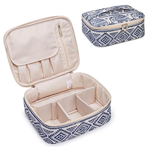 Narwey Travel Makeup Bag Large Cosmetic Bag Makeup Case Organizer for Women (Elephant)