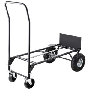 BestEquip Hand Truck Convertible Dolly 200lb/300lb with 10inch Pneumatic Wheels in Black