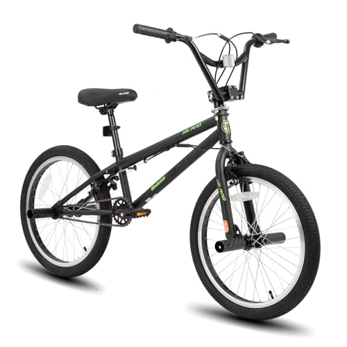 HILAND 20 Inch Kids Bike BMX Bicycles Freestyle for Boys Teenagers Black Green