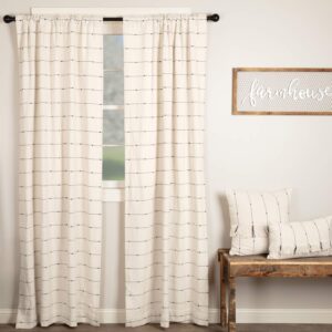 Piper Classics Farmcloth Stripe Panel Curtains, Set of 2, 96" Long, Urban Rustic Farmhouse Style Curtain, Natural Cream Woven w/Black Stripes