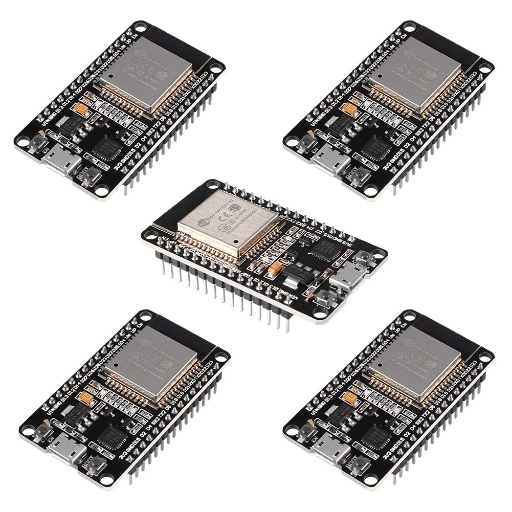 5PCS ESP32 ESP-32S WiFi Development Board NodeMCU ESP-WROOM-32 Microcontroller 2.4GHz Dual-Core WiFi Bluetooth Processor Integrated Chip CP2102