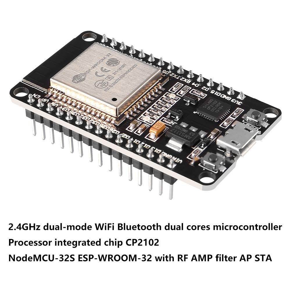 5PCS ESP32 ESP-32S WiFi Development Board NodeMCU ESP-WROOM-32 Microcontroller 2.4GHz Dual-Core WiFi Bluetooth Processor Integrated Chip CP2102