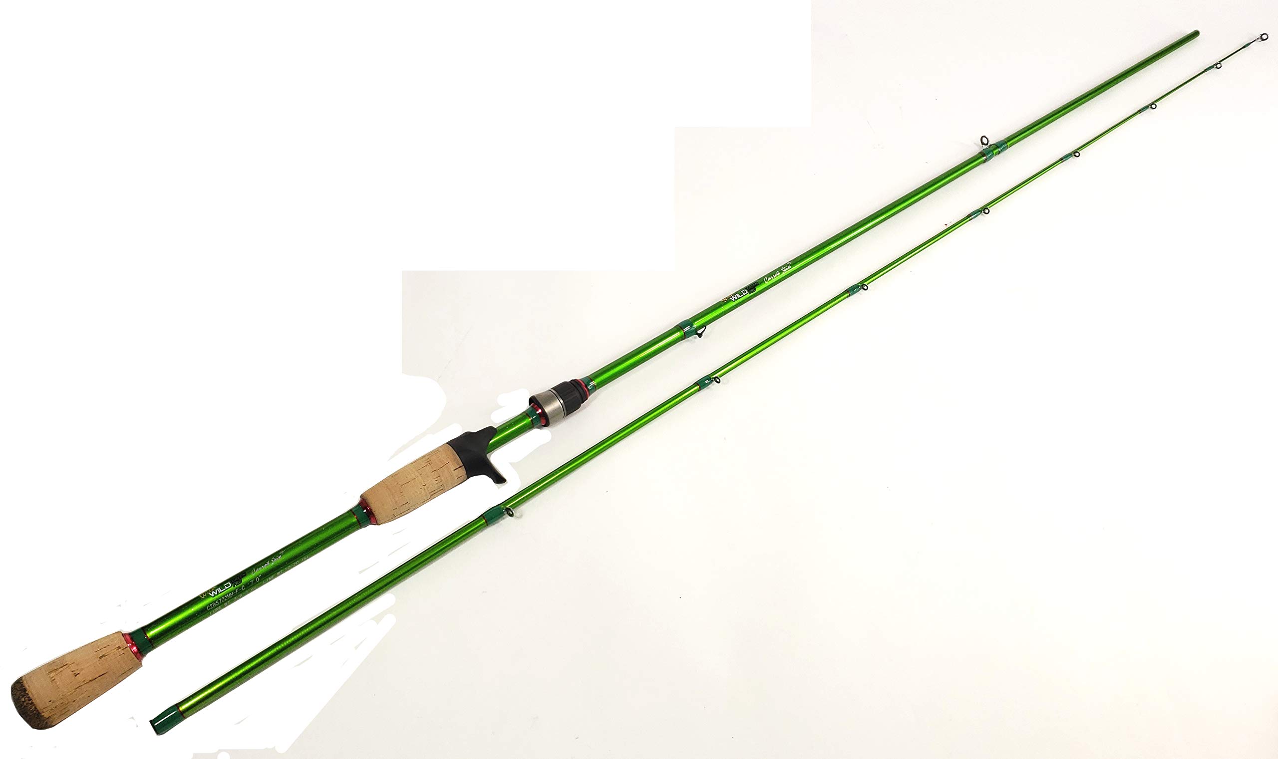 Carrot Stix Collapsible 2 Piece Casting PRO Wild Wild Green Greenwater Inshore Fishing Rod (7' 0" Medium Heavy)