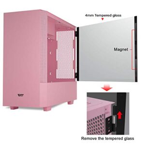 darkFlash V22 Pink ATX Micro ATX Mini ITX M-ATX Computer Case Tower with Magnetic Design Wide Open Door Opening Swing Type Tempered Glass Side Panel w/Vertical Graphics Card Installation…