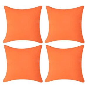 Andreannie Pack of 4 Outdoor Waterproof Decorative Orange Throw Pillow Cover Cushion Case for Garden Tent Park Farmhouse Polyester Both Sides Square 18 x 18 inches (Set of AA)