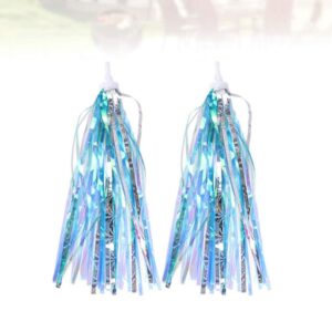 Garneck Bike Glitter Tassels Bicycle Tassel Ribbon Scooter Handlebar Streamers Bicycle Grips Ribbon Easy Attach to Bikes Handlebars for Kids Children 4pcs (Blue Silver) Kids Bike Accessories