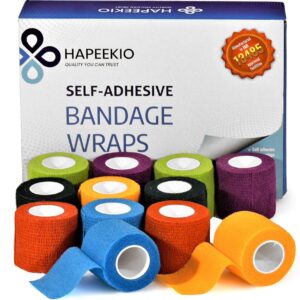self adhesive bandage wrap - cohesive bandage - vet wrap - 2 inch x 15 feets / 12 pack - medical, first aid bandage, athletic tape for sports, injury, treatment, recovery, dog bandages for wounds