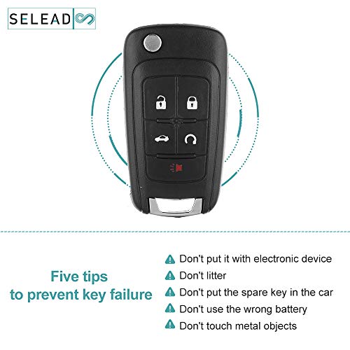 SELEAD Keyless Entry Remote Control Shell CASE Car Key Fob Clicker Transmitter Black 5 Buttons fit for 2010-2017 for Buick for Chevrolet for GMC OHT01060512 2pcs US Stock