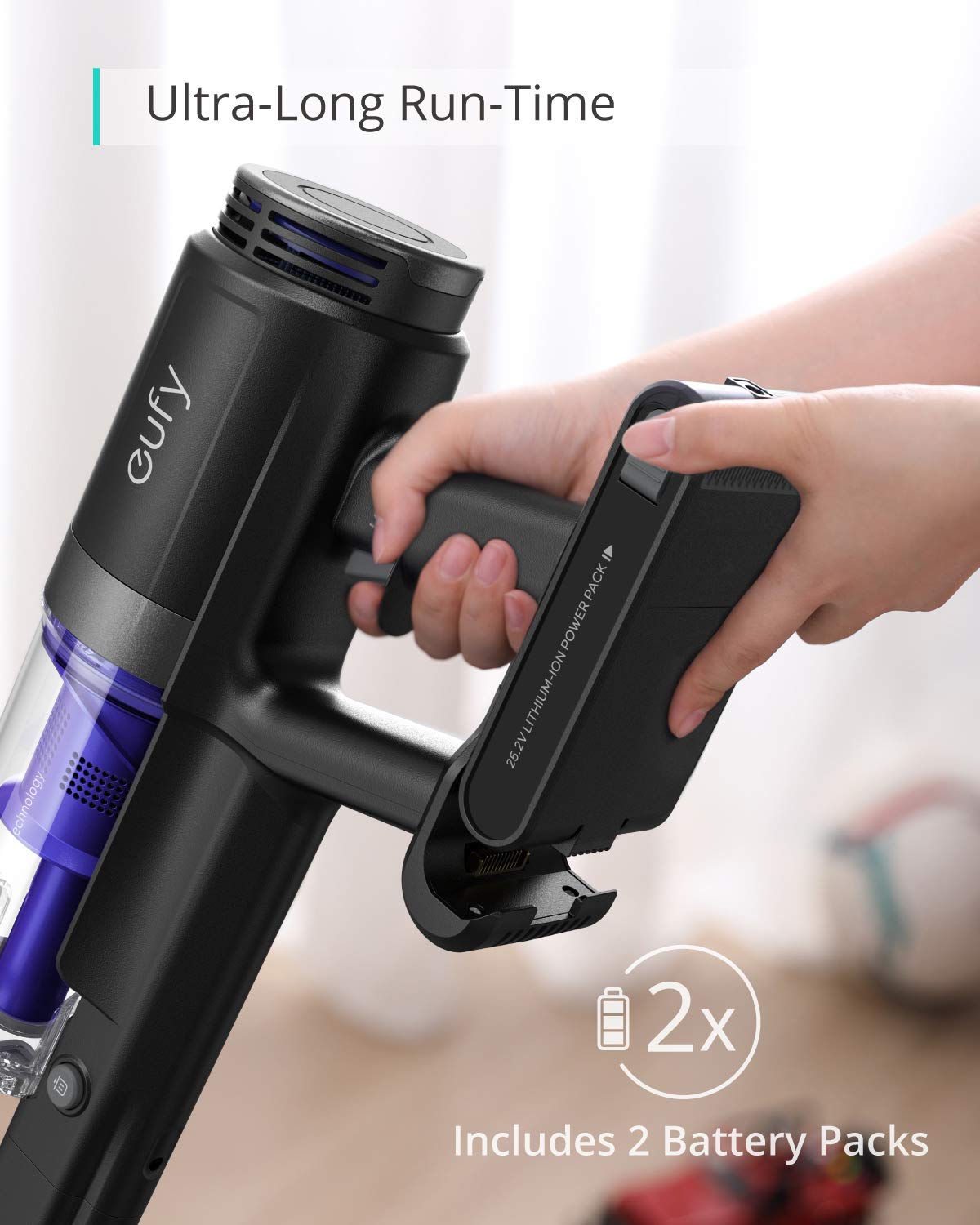 eufy by Anker, HomeVac S11 Infinity, Cordless Stick Vacuum Cleaner, Lightweight, Cordless, 120AW Suction Power, Additional Detachable Battery, Cleans Carpet to Hard Floor