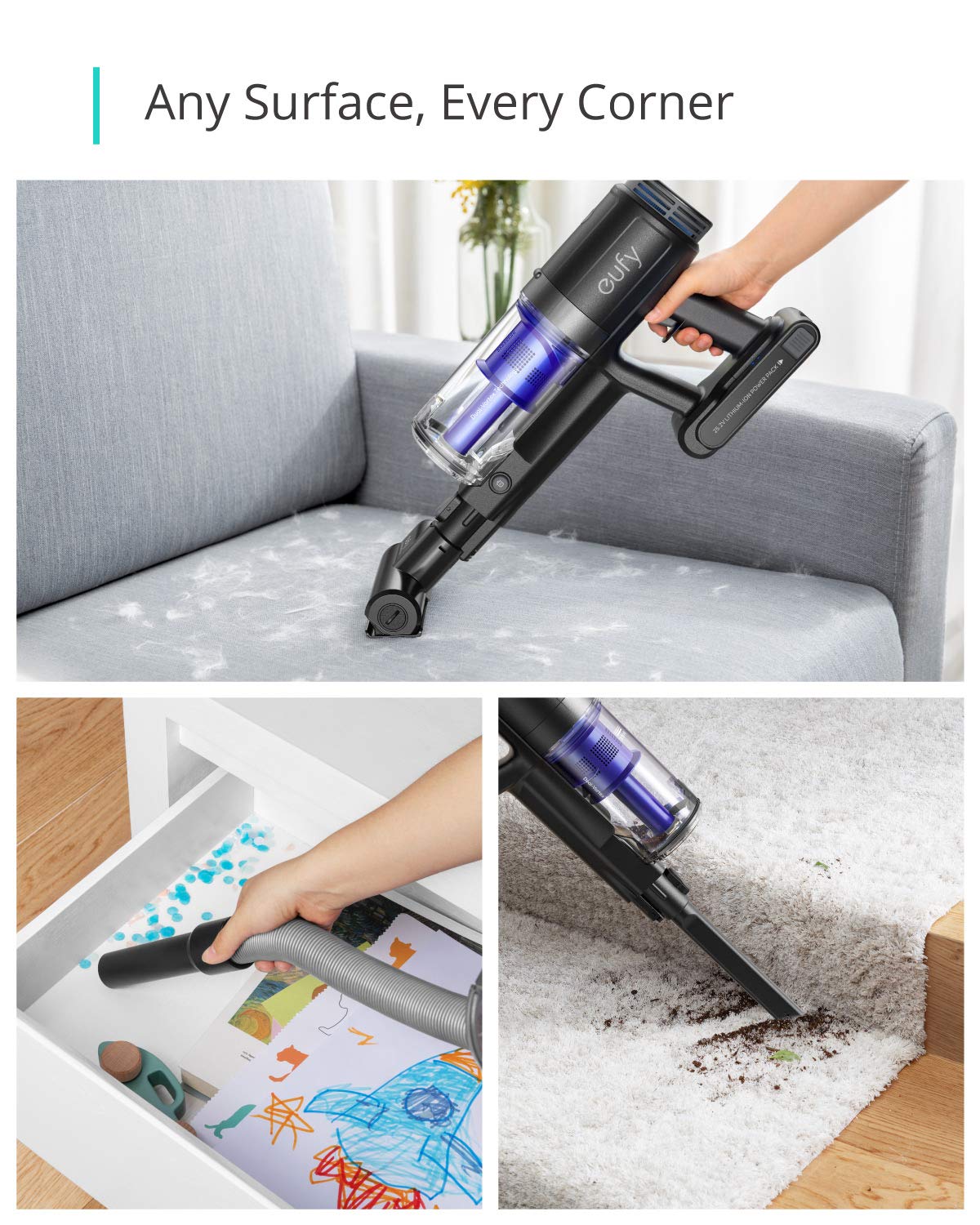 eufy by Anker, HomeVac S11 Infinity, Cordless Stick Vacuum Cleaner, Lightweight, Cordless, 120AW Suction Power, Additional Detachable Battery, Cleans Carpet to Hard Floor