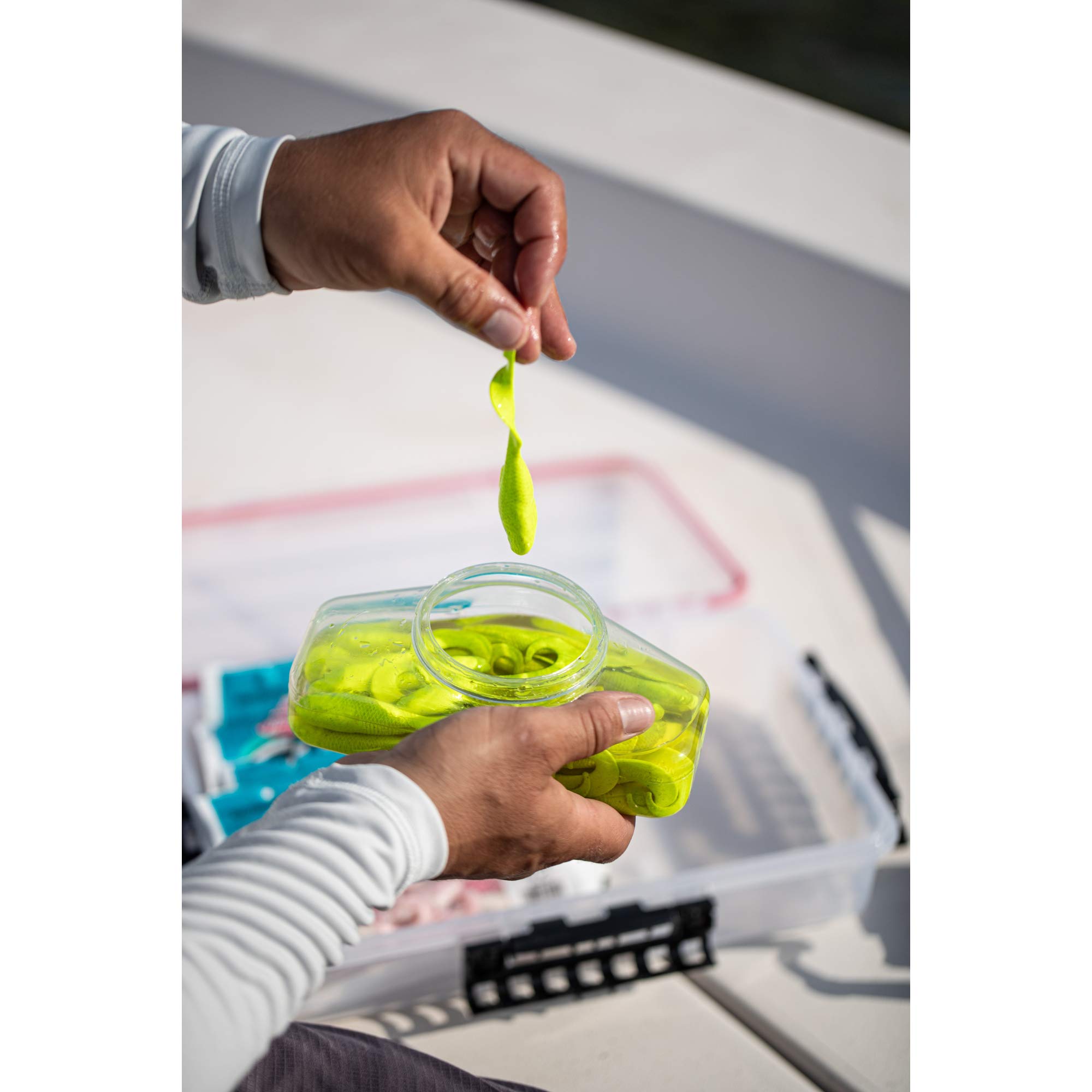 Berkley Gulp! Alive! Swimming Mullet Soft Fishing Bait, Pearl White/Chartreuse, 3in - Pint 4x7