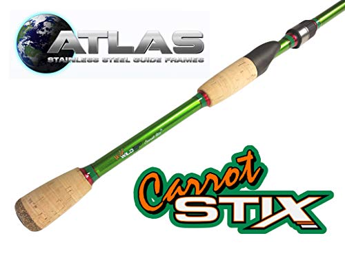 Collapsible 2 Piece Carrot Stix Spinning Wild Wild Green PRO Greenwater Inshore Fishing Rod (7'6" Medium)