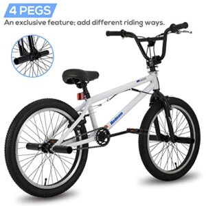 HILAND 20 Inch Kids Bike BMX Bicycles Freestyle for Boys Teenagers White Blue