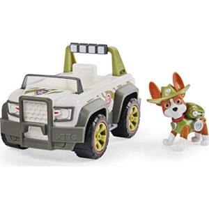 paw patrol, tracker’s jungle cruiser vehicle with collectible figure, for kids aged 3 and up