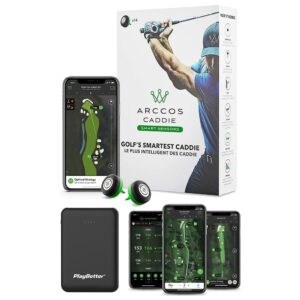 arccos smart sensors (3rd gen) bundle - set of 14 golf shot tracker system, a.i. gps rangefinder, on-course swing analyzer - includes playbetter portable charger