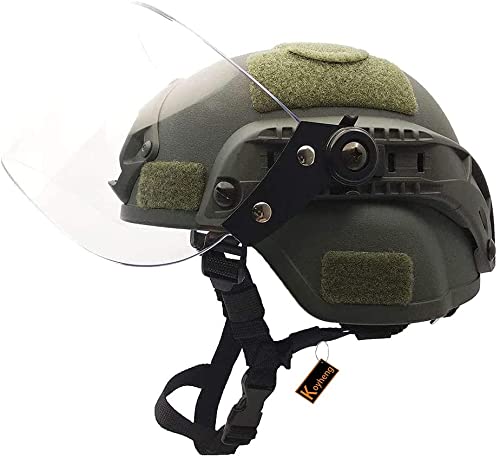 LEJUNJIE Tactical Fast Helmet with Clear Face Shield Sliding Goggles for Airsoft Paintball CS Games Outdoor Sports.