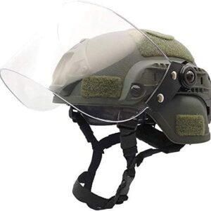 LEJUNJIE Tactical Fast Helmet with Clear Face Shield Sliding Goggles for Airsoft Paintball CS Games Outdoor Sports.