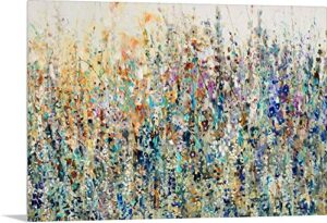 greatbigcanvas thicket wildflowers by tim o’toole, acrylic floral home décor – botanical wall art print for kitchen – painting for living room or bathroom, 36"x24"