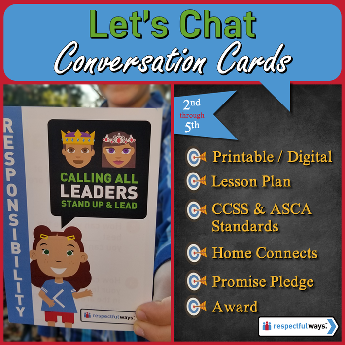 Social Emotional Learning | Distance Learning | Responsibility | Calling All Leaders Stand Up And Lead Conversation Cards | Elementary School