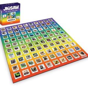 100 PICS Jigsaw Quiz Logos, Family Puzzle + Fun Quiz, 1-8 Players, Table Size Game, 45 Minutes Playing Time