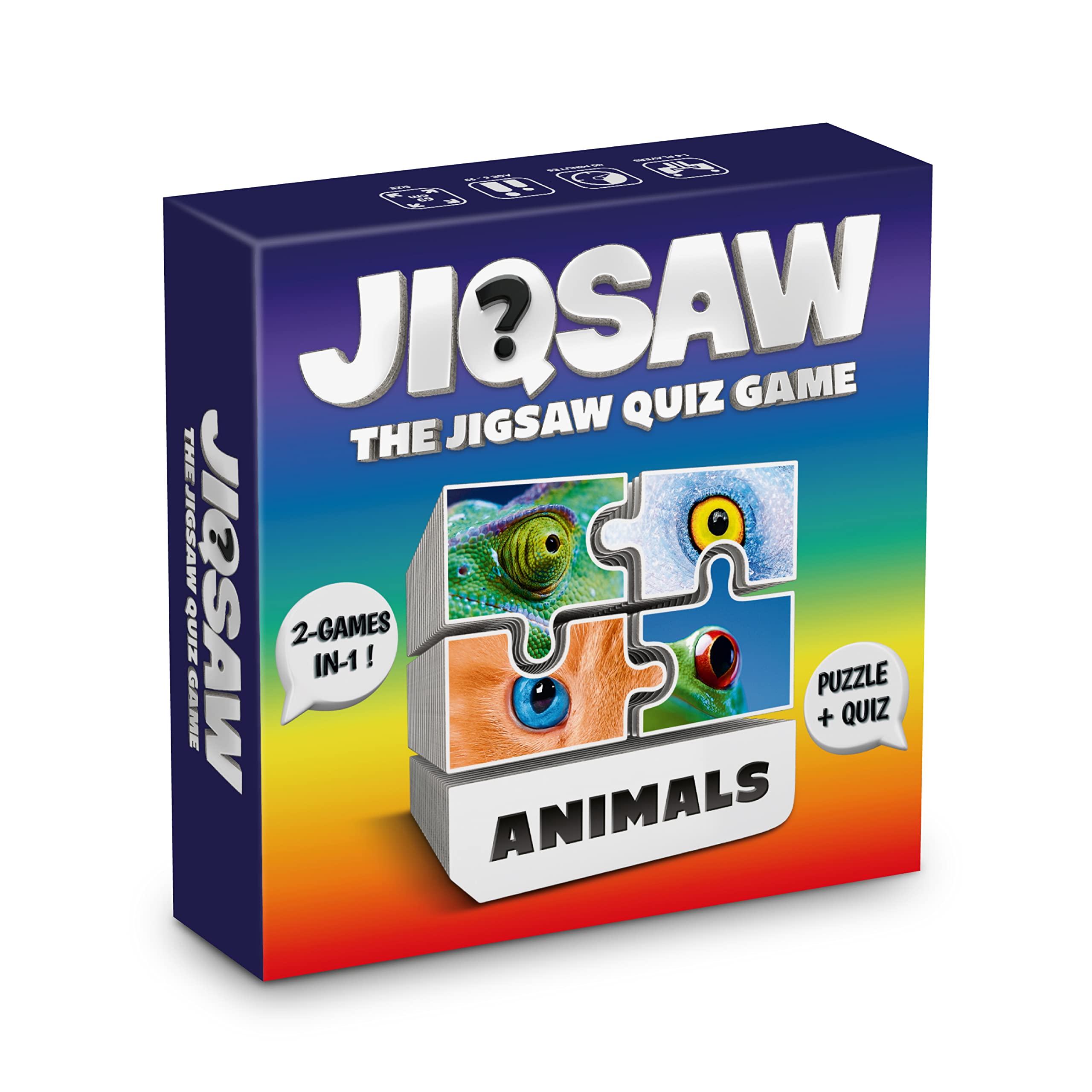 100 PICS Jigsaw Quiz Logos, Family Puzzle + Fun Quiz, 1-8 Players, Table Size Game, 45 Minutes Playing Time