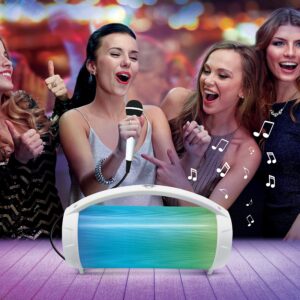 LEXIBOOK BTP585Z iParty-Portable Bluetooth Speaker with Microphone, Stereo, Light Effects, Karaoke, Wireless, FM Radio, USB, SD Card, Rechargeable Battery, White