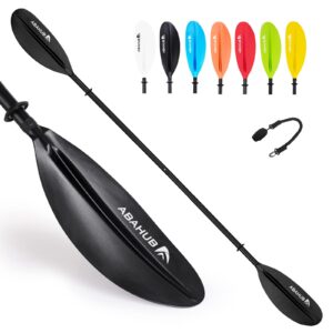 abahub 1 x kayak paddles, 90.5 inches kayaking oars for boating, canoeing with free paddle leash, aluminum alloy shaft black plastic blades