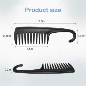 Wapodeai Wide Tooth Comb Shower Comb With Hook, Good for Curly Hair Wet Dry, Premium Tangle Free Combs Black.