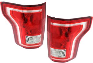 evan fischer tail light assembly set compatible with 2015-2017 ford f-150 with bulbs driver and passenger side