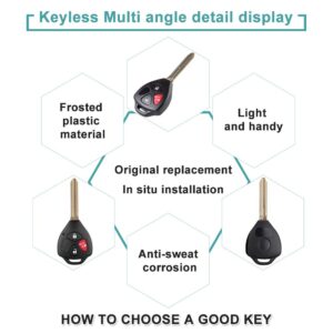 SELEAD Flip Key Fob 3 Buttons Keyless Entry Remote Shell CASE fit for 2007-2015 for Toyota 4Runner RAV4 Yaris Matrix Antitheft Keyless Entry Systems HYQ12BBY-3 2pcs US Stock