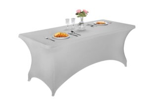lzy spandex fitted stretch table cover for 6 ft or 4ft or 8ft folding table, rectangular cocktail tablecloth, perfect for party or banquet