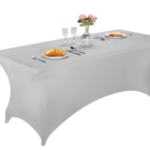 LZY Spandex Fitted Stretch Table Cover for 6 ft or 4ft or 8ft Folding Table, Rectangular Cocktail Tablecloth, Perfect for Party or Banquet